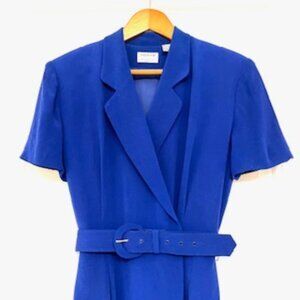 Preview Collection (Nordstrom) Blue Wrap Dress, 100% silk ( Vtg )